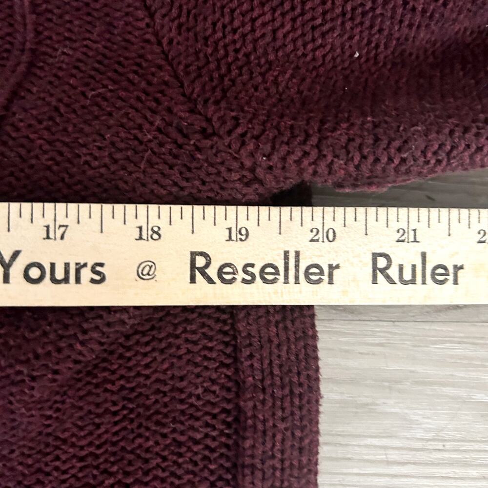 Banana Republic Sweater Men's Sz M Burgundy Cable Knit Button Collar Preppy - Picture 5 of 7